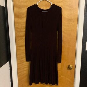 Ribbed Knit Brown Dress